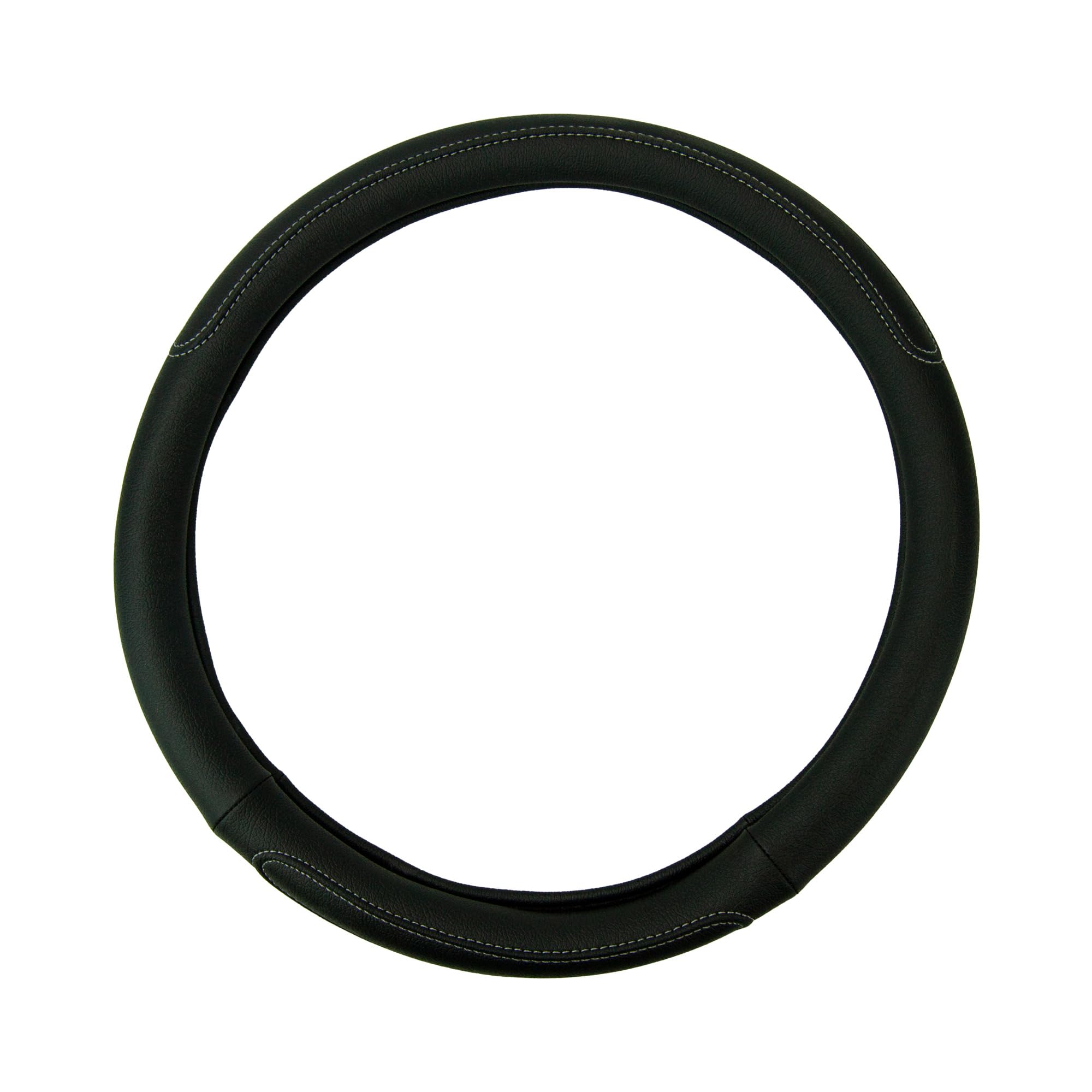 Sakura 'Racing' Steering Wheel Cover Black Stitched Design Universal Easy Fit for Most Cars Vehicles Improve Grip Soft Comfortable Faux Leather Look