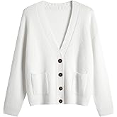 IMTRASO Women's Knit Cardigans Open Front Long Sleeve V Neck Button Down Loose Cardigan Sweaters Cable Knit Outwear Coats