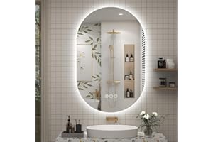 SMIROR Oval Backlit LED Bathroom Mirror, 24x36 Pill-Shaped Lighted Vanity Mirror with Lights for Wall, Dimmable, 3 Colors Lighting, Anti-Fog, Memory Function (Horizontal/Vertical)