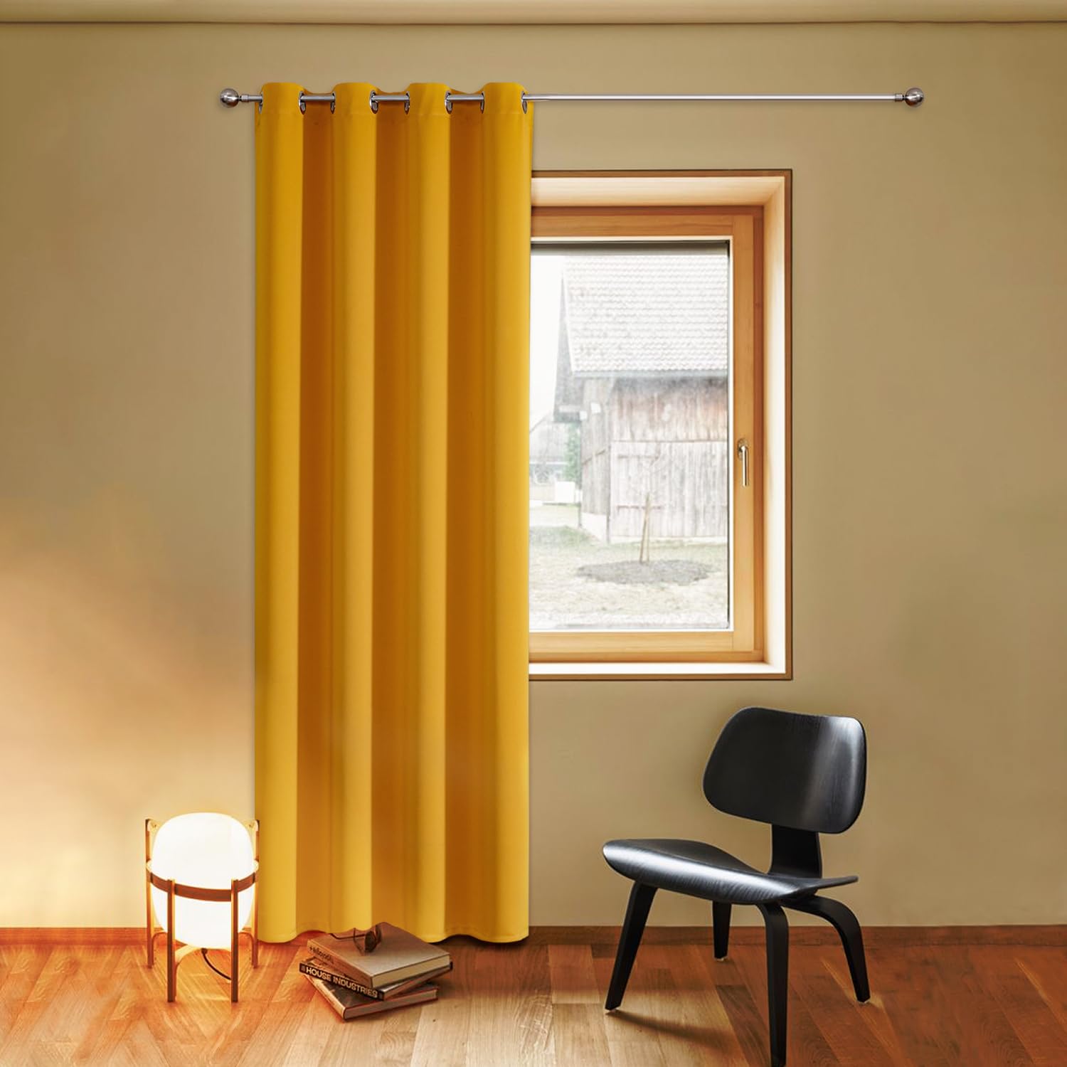 ChrisDowa Grommet Blackout Curtains for Bedroom - Thermal Insulated Room Darkening Curtains for Living Room (1 Panel Set, Mustard Yellow, 52W x 72L)