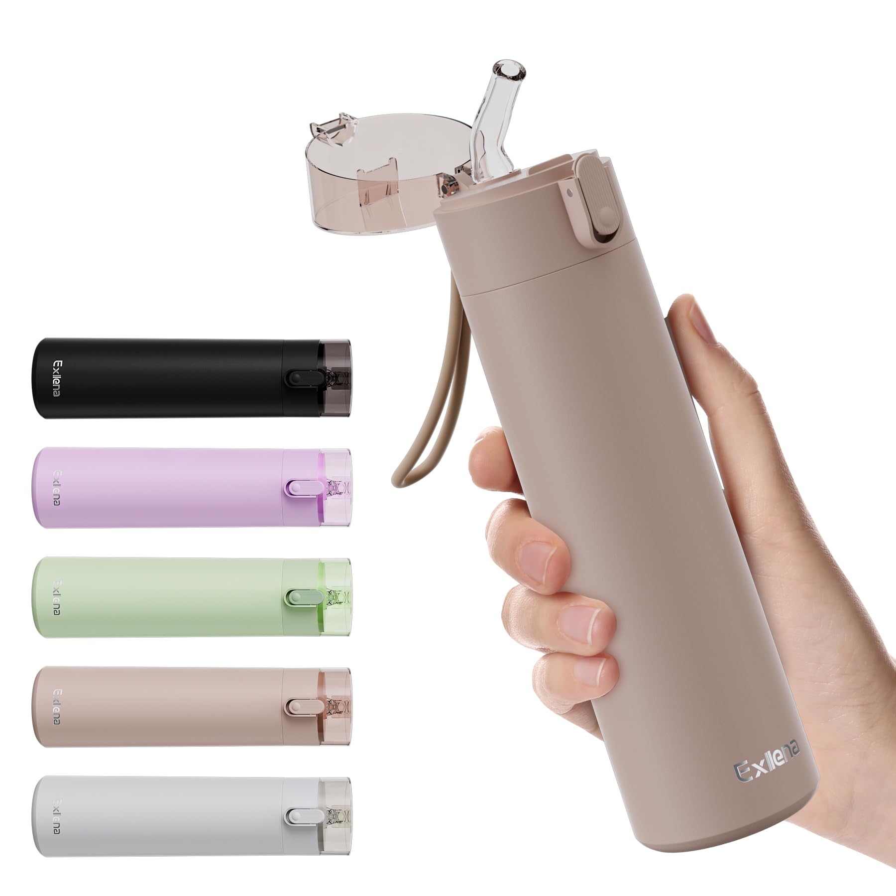 Photo 1 of 9oz Small Water Bottles with Straw, Mini Water Bottle with One-Hand Open Design, Leak-Proof Locking Lid for Hot&Cold Drinks, Small Travel Water Bottle - 100% Leakproof for School, Travel...(Mocha)