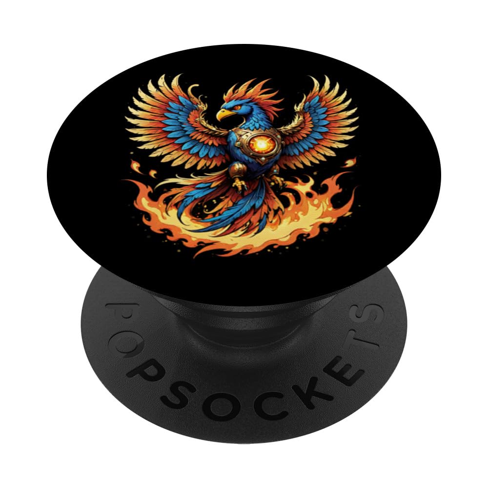 Illustrated Vintage Steampunk Flaming Phoenix Rising PopSockets Swappable PopGrip