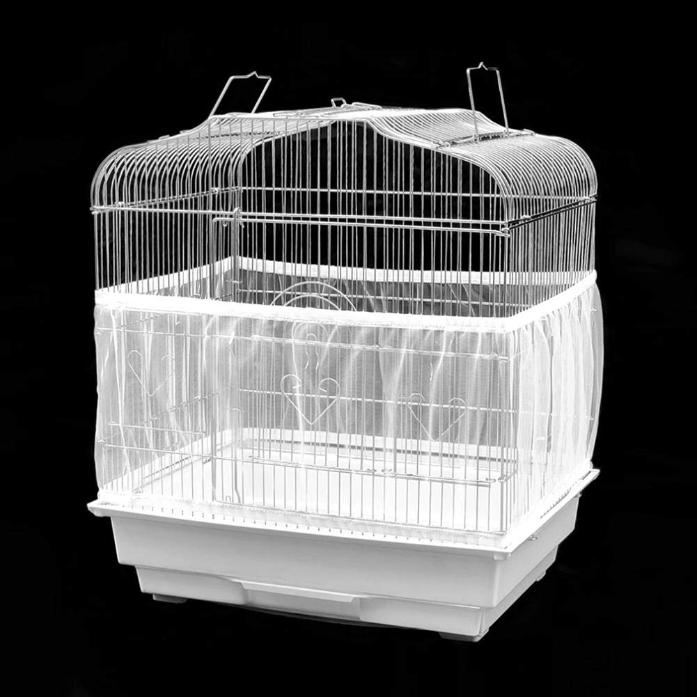 Pssopp Bird Cage Seed Catcher Seeds Guard Parrot Birdcage Airy Mesh Net Cover Stretchy Shell Skirt Bird Cage Accessory(Medium Size)