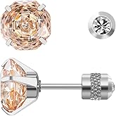 Titanium Stud Earrings, Rose-cut Zirconia Earrings Studs, Hypoallergenic & Nickel Free, Ideal for Sensitive Ears, Everyday Jewelry, Minimalist Elegant Design, Gift Box Included