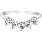 Dazzlingrock Collection GRA Certified D Color VVS1 Round Moissanite 5 Stone Curved Wedding Band for Women in 925 Sterling Silver