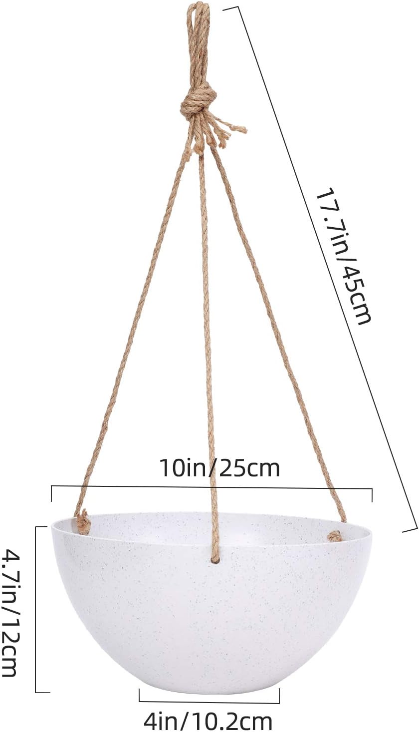 JERIA 4-Pack 10 Inch Hanging Planter Basket for Outdoor Indoor Plants, Flower Plant Pot with Drain Holes (Speckled White): Kitchen & Dining