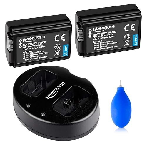 Keenstone NP-FW50 Camera Batteries Charger Set for Sony A6000