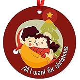 Soul Décor All I Want for Christmas Ornament 2025, Large 3.75" Round ACM Ornament, Velvet Pouch Included