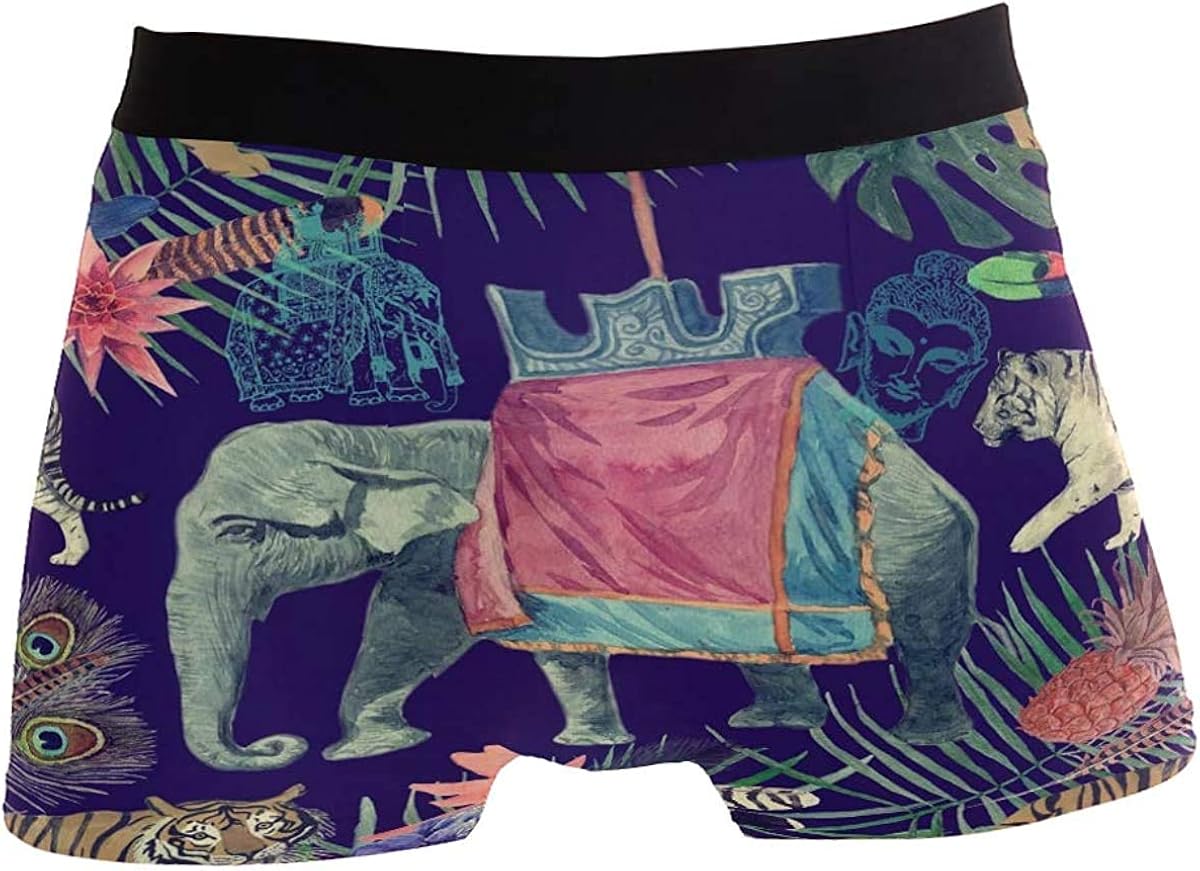 YAOAIAI Indian Elephant Mens Boxer Briefs Underwear Breathable Stretch