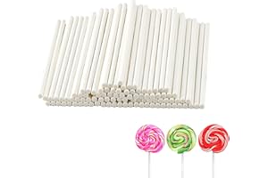 LINKIM BOLLY 100 PCS White Simple Round Lollipop Sticks, 4 Inches (10cm Length, 3mm Diameter), Perfect for Lollipop, Chocolat