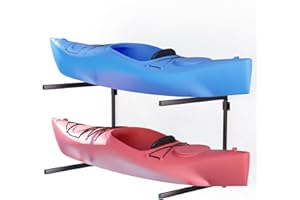 Flenpptly Kayak Storage Rack, Kayak Racks for Outdoor Storage Kayak Wall Mount 2 Tier Adjustable Surfboard Paddleboards Holder, Holds Up to 220 lbs