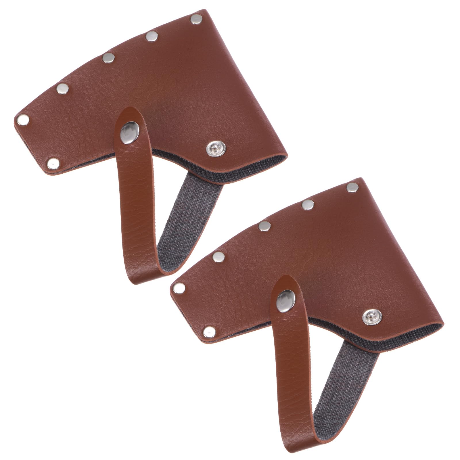 M METERXITY 2-Pack Hatchet Sheath, Leather Axe Sheath for 1.32LB Axe, Double Snap Axe Head Cover Portable for Outdoor Hiking/Outdoors Work Hatchet Blade Protector Hatchet Cover [Brown]