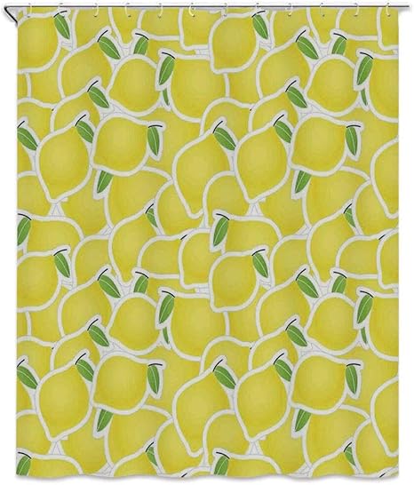 Amazon レモン シャワーカーテン 150 X 150cm 柑橘類の画像の束のイラスト お風呂 シャワーカーテン 浴室カーテン 防水 防カビ おしゃれ 生きている装飾用の自然のアートプリント イエローグリーン シャワーカーテン ホーム キッチン オンライン通販