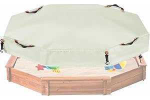NGB Octagonal Sandbox Cover, 600D Waterproof Oxford Cloth Sandbox Protector with High-Efficiency Windproof Hooks 4, Easy-to-Find Reflective Handles and Fixed Elastic Drawstring (Beige, 85"x78"x9")