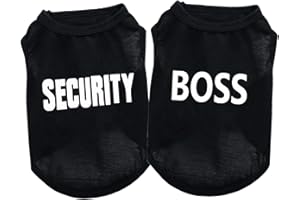 DERUILA 2Pack Dog Security Costume Cotton Dog Shirt for Small Dog Boy Pet Clothes Boss/Security Puppy Black Vest T-Shirts Cat Top Tee Breathable Stretchy