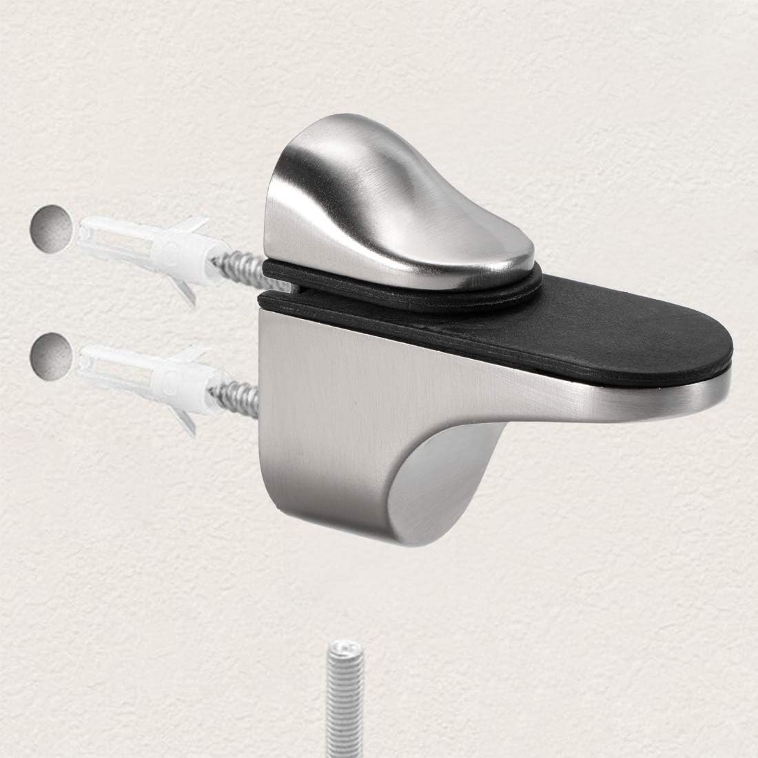 sourcingmap Glass Shelf Bracket Wall Mount Adjustable Zinc Alloy Brushed Nickel Clamp for 3-20mm Thickness 4pcs - Image 5