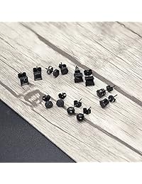 FUNRUN JEWELRY 4   6 pares de pendientes de acero inoxidable para hombres y mujeres, pendientes de circonita cúbica negra de 0.157   0.315 in