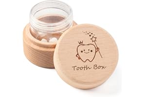 iwoohome Tooth Fairy Box for Girls and Boys Wooden Cute Tooth Box with Transparent acrylic bottle, Lost Teeth Storage for Kids, Dropped Teeth Keepsake Storage Holder Gift
