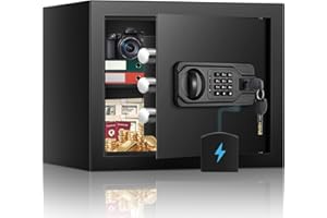 THMOSZ 1.2 Cub Home Safe Fireproof Waterproof, Digital Security Safe Box with Electronic Keypad, Spare Keys and Removable Shelf, Small Fireproof Safe for Home Money Firearm Documents Medicines