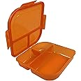 MyGo Container Large To-Go 3-Compartment Food Container, 9-3/8" X 9-3/8" X 2-1/2", Reusable, Microwave Safe, Orange