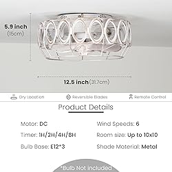 MOBEYU 12.5" Caged Ceiling Fans with Lights，Flush