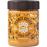 Good Good Crunchy Peanut Butter Keto Friendly - Low Calorie without Added Sugars - Vegan - No Palm Oil or Preservatives