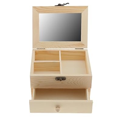 Buy Segolike 2 Tiers Plain Unpainted Wooden Jewelry Box Organizer