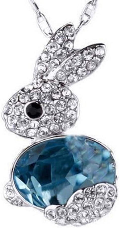 Hosaire 1pcs Rabbits Necklace Pendant Crystal Necklace Crystal Pendant Long Chain Necklace Element Chain Length Bunny Pendants