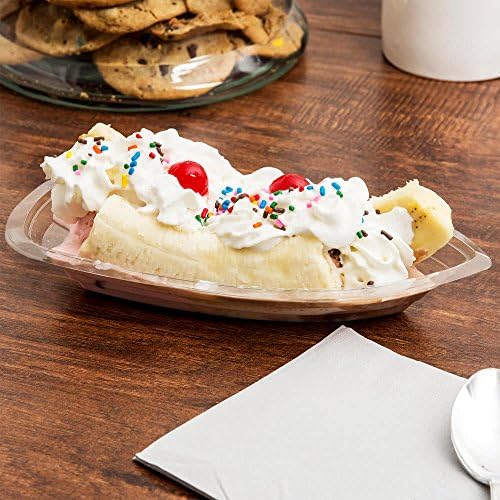 Premium Clear Disposable Plastic Medium Banana Split Boat 8 oz , Pack of 35, Perfect for Parties, Picnics, Businesses, and Festivals by California Containers (35, 8 oz)
