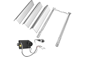 Hisencn 7635 Flavorizer Bars, 69785 Grill Burner, 7642 Igniter for Weber Spirit 200 with Front Control, Spirit E210, E220, S210, S220, for Weber 15.3" Flavor Bars and 18" 304 Stainless Steel Burner