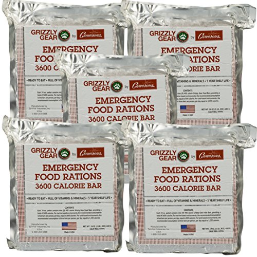 Emergency Food Rations 5 Pack - 3600 Calorie Bar - 15 Day Supply - Less Sugar and More Nutrients Than Other Leading Brands - (5 Year Shelf Life)