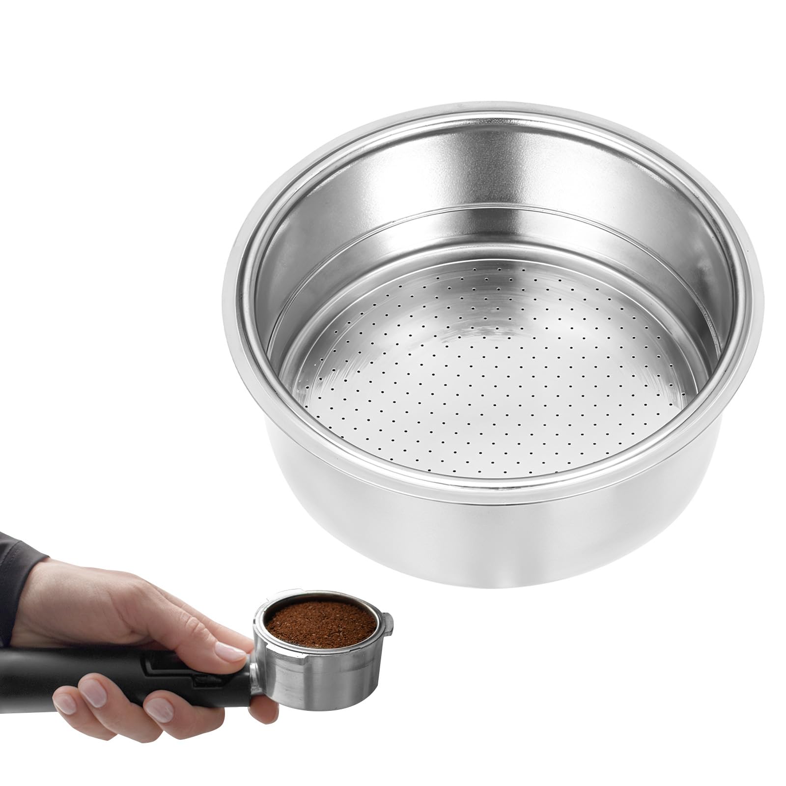 Photo 1 of **PARTIAL SET 1 CUP** MBAIYO Stainless Steel Coffee Filter, 51mm Pressurized Espresso Filter Basket for Portafilter Machines Espresso Machine Parts Compatible with Gevi/CASABREWS/CAPRESSO (2 Cups Capacity)