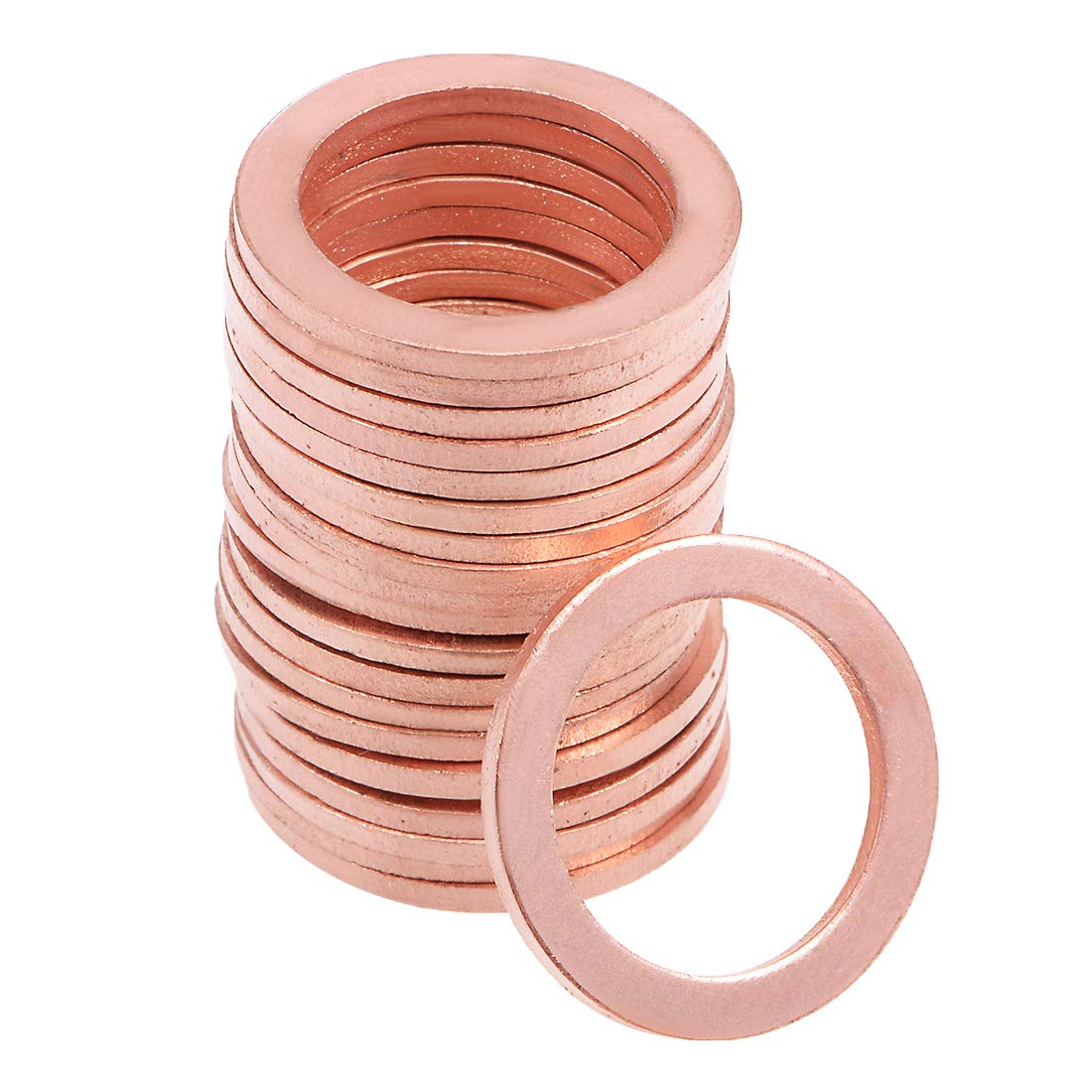 sourcing map 20Pcs 16mm x 22mm x 1.5mm Copper Flat Washer for Screw Bolt