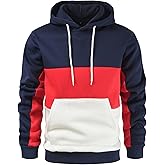 Rusaevon Men's Fleece Pullover Hoodie Sweatshrits Drawstring Hooded Color Block Hoody for Men with Kangaroo Pocket