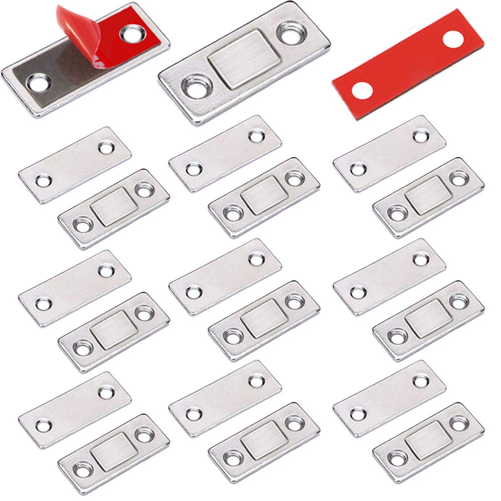 Cabinet Door Magnets Jiayi 10 Pack Ultra Thin Magnetic Door Catch Stainless Steel Drawer Magnet Catch for Sliding Door Closure Kitchen Cabinet Closer Cupboard Closet Door Magnetic Latches Hardware