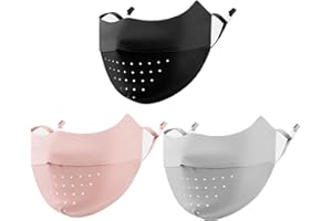 XZSXSL 3 Pack UV Protection Ice Silk Face Shield, Breathable Motorcycle Ski mask with Adjustable Ear Loops Washable and Reusa