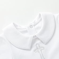 pureborn Baby Boys Baptism Romper Organic Cotton
