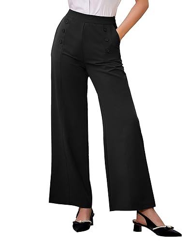 Women's Casual Elastic Waist Pants Vintage Sailor Pants with