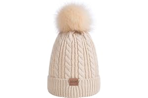 ALEPO Kids Winter Beanie Hat, Children's Warm Fleece Lined Knit Thick Ski Cap with Pom Pom for Boys Girls