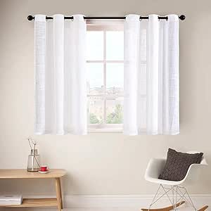 CUTEWIND - Cortinas cortas transparentes para baño (54 pulgadas, lino