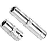 CoCud 6-Point Socket, 1/4" Drive 7mm Deep, Polished Chromed CR-V Metric Deep and Shallow Impact Socket - (Applications: for Ratchet Torque Electric Wrenches Car Repair), 2-Pieces
