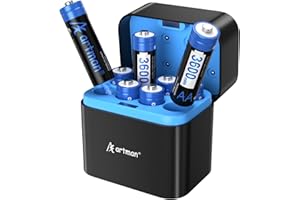 Artman Rechargeable AA Batteries Lithium with Fast Charger, 8 Pack 3600mWh AA Lithium Batteries for Blink Outdoor Camera, 1.5