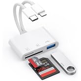 Aplimln SD Card Reader for iPhone iPad Mac, Lightning &amp; USB-C Dual Connectors Memory Card Reader with SD/Micro SD/USB-A 3 Slots, Digital Camera Adapter to iPhone, Plug &amp; Play