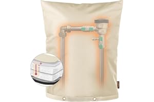 Angooni Upgraded Backflow Preventer Cover Aluminum Foil (5°F) - 20" W x 26" H Industrial 600D Winter Sprinkler Valve Covers for Outside, Anti-UV Winter-Freeze Water Well Pump Cover, Beige