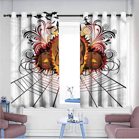 Simple Curtains,Halloween Skull Witch,Grommet Curtains for Bedroom