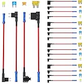 Newdeli 20 Pack 12V Fuse Tap Car Add-a-Circuit Adapter and Fuse Kit with Standard Mini Micro2 and Low Profile Fuse Taps 4 Typ