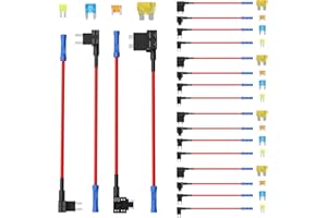 Newdeli 20 Pack 12V Fuse Tap Car Add-a-Circuit Adapter and Fuse Kit with Standard Mini Micro2 and Low Profile Fuse Taps 4 Typ