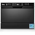Midea MDC22P1ABB Table-top Countertop, Energy Star Portable Dishwasher, 6 Place Settings & 8 Washing Programs, Speed, Baby-Care, ECO& Glass, Dish Washer for Dorm, RV& Apartment, Black