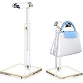 Yuanan 2 PCS Purse Display Stand, Handbag Stand Acrylic 2 Size Height Adjustable Purse Holder Bag Rack Transparent Hanger Rack Curved Design Decorative for Display Handbags and Shoulder Bags