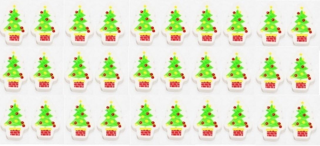 Christmas Tree Pencil Erasers pack of 30 Ideal Class Gift